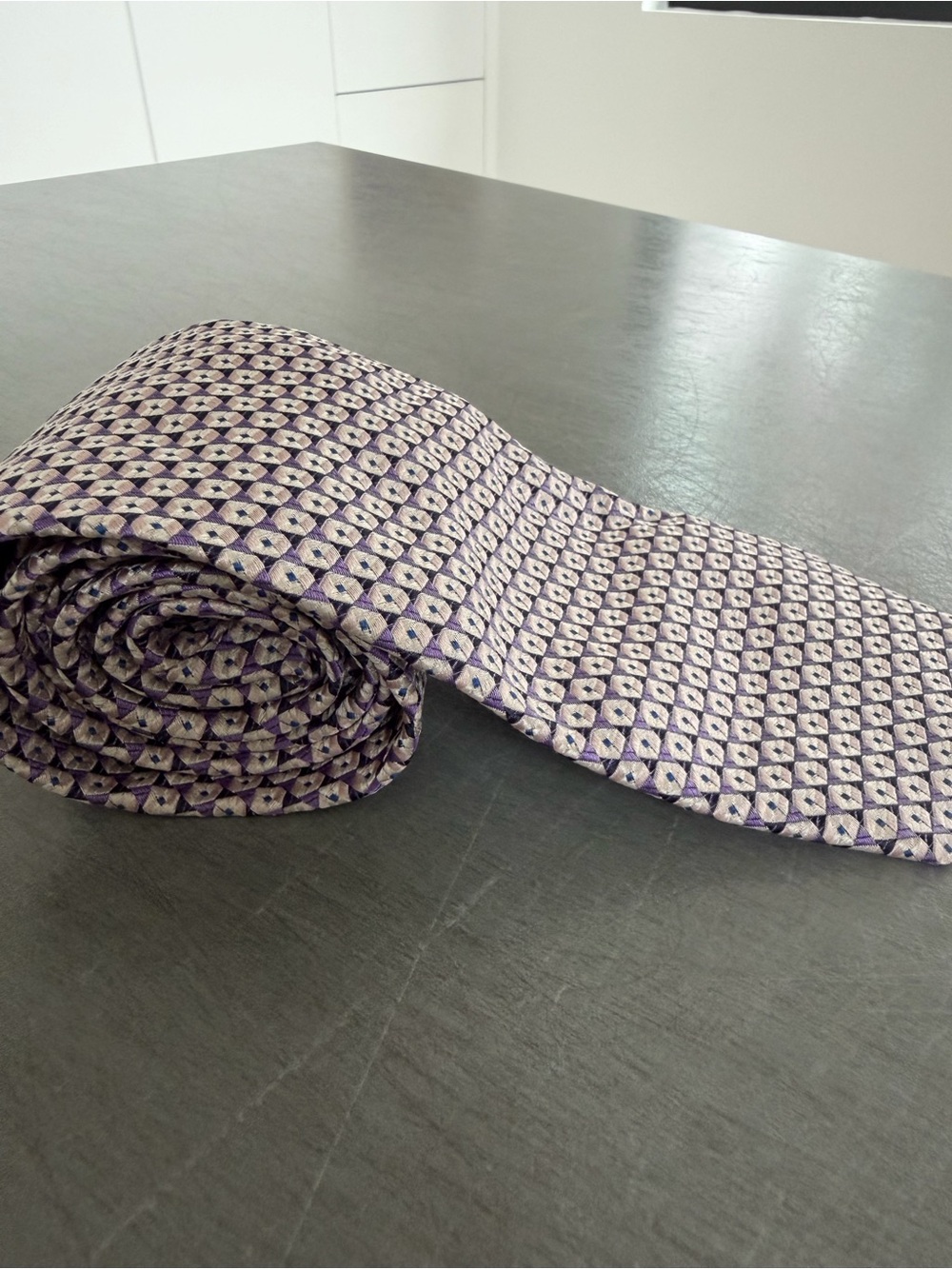 Hugo Boss Purple Geometric Silk-Blend Tie